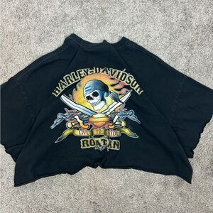 Vintage‎ 90s cropped black Harley Davidson roatan honduras tshirt